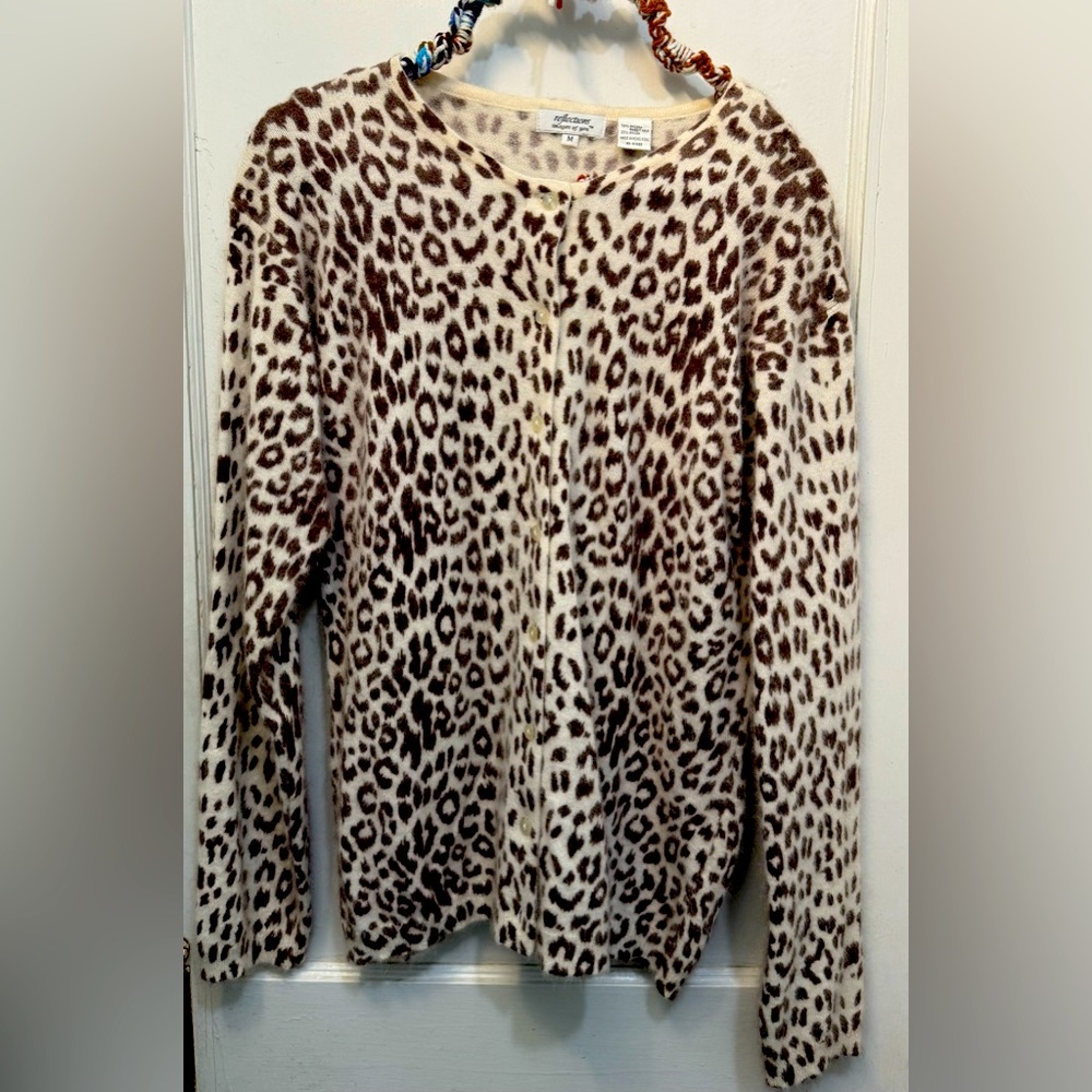 Leopard Print Angora Rabbit Cardigan - Reflections Brand